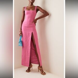 STAUD Square-Neck gown with Front Slit